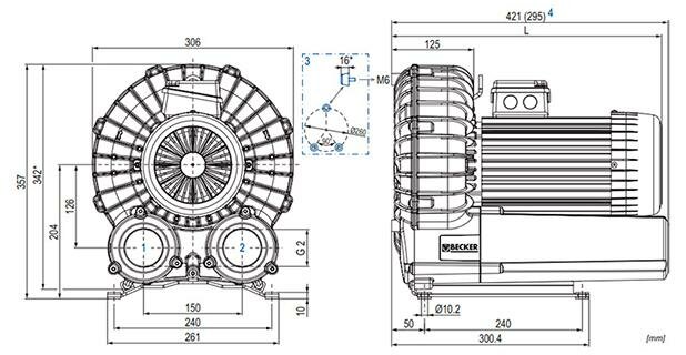 Габаритные размеры (чертеж) Becker SV 200/1 1.1