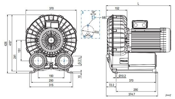 Габаритные размеры (чертеж) Becker SV 300/2 2.2