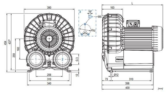 Габаритные размеры (чертеж) Becker SV 400/2 3.0